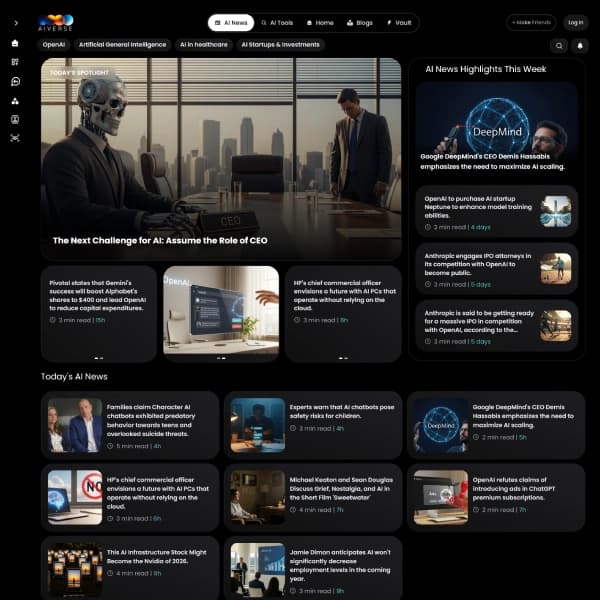 TryAiVerse — AI tools discovery platform homepage